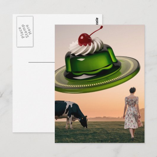 Surrealistische groene zoete traktatie in de zuive briefkaart (Voorkant / Achterkant)