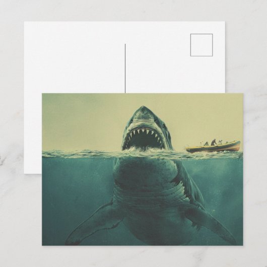 Surrealistische haai en boot briefkaart (Voorkant / Achterkant)