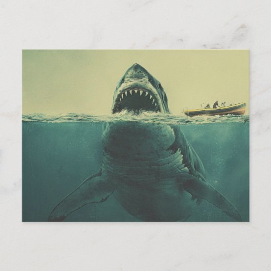 Surrealistische haai en boot briefkaart (Voorkant)