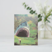 Surrealistische haai op de golfbaan briefkaart (Staand voorkant)