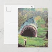 Surrealistische haai op de golfbaan briefkaart (Voorkant / Achterkant)