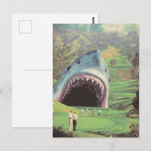 Surrealistische haai op de golfbaan briefkaart (Voorkant / Achterkant)