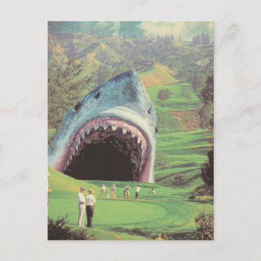 Surrealistische haai op de golfbaan briefkaart (Voorkant)