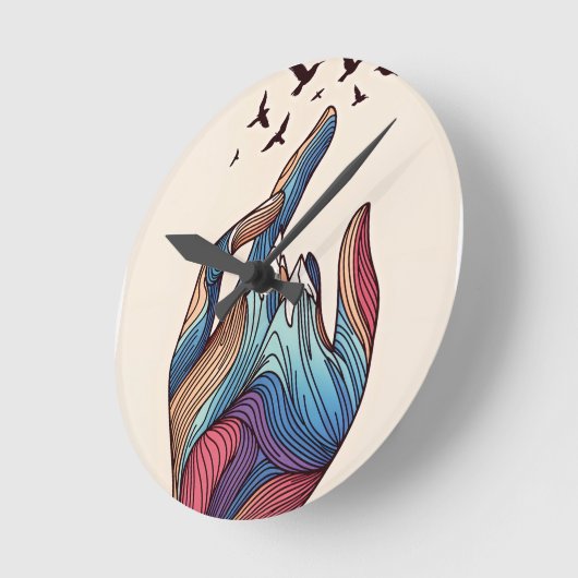 Surrealistische handpieken kunst ronde klok (Hoek)