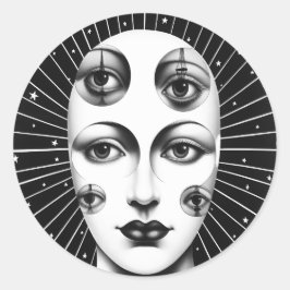 Surrealistische hemelse dame ronde sticker