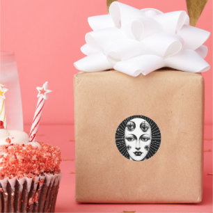 Surrealistische hemelse dame ronde sticker