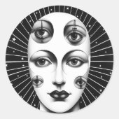Surrealistische hemelse dame ronde sticker (Voorkant)