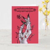 Surrealistische horror hand met Rozen Gothic Birth Kaart (Gele Bloem)