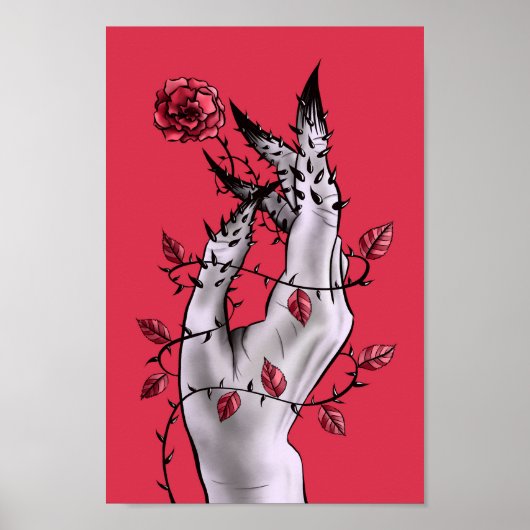 Surrealistische horror hand met Rozen gothisch Poster (Voorkant)