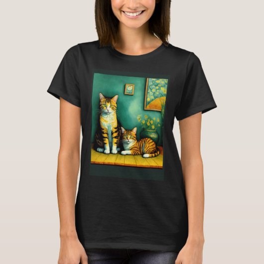 Surrealistische Impressionistische Kat Impressioni T-shirt (Voorkant)