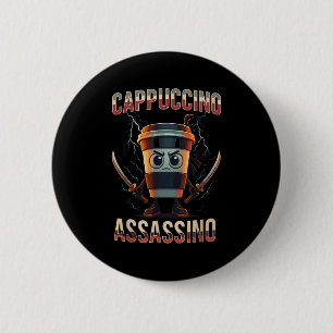 Surrealistische Italiaanse Brainrot Cappuccino Ino Ronde Button 5,7 Cm