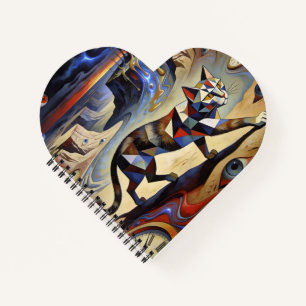 Surrealistische kat die klokken laat smelten geïns notitieboek