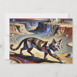 Surrealistische kat die klokken smelt, Dali Picass Kaart