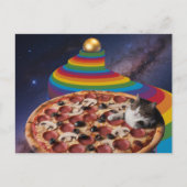 Surrealistische kat die op een pizza slaapt briefkaart (Voorkant)