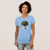 Surrealistische kat in een hete luchtballon met ca t-shirt (Voorkant volledig)