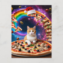 Surrealistische kat op een vliegende pizza Feestel
