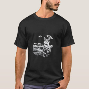Surrealistische kat UFO T-shirt