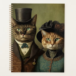 Surrealistische katten met Fancy kleding Planner