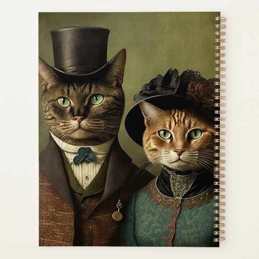 Surrealistische katten met Fancy kleding Planner (Achterkant)