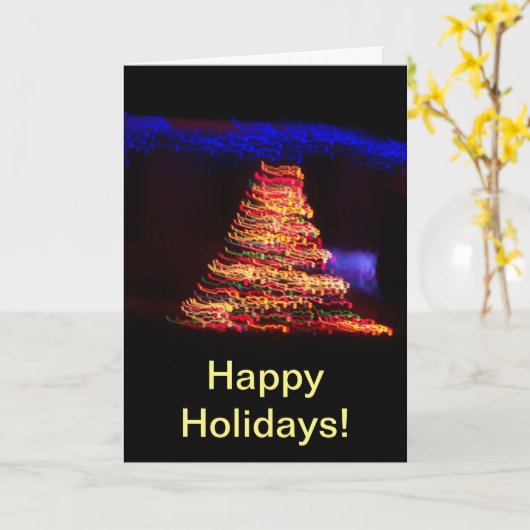 Surrealistische kerstboomverlichting kaart (Gele Bloem)