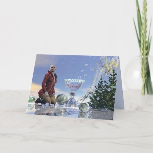 Surrealistische Kerstkaart met Vrouw & aangepaste Feestdagen Kaart (Voorkant)