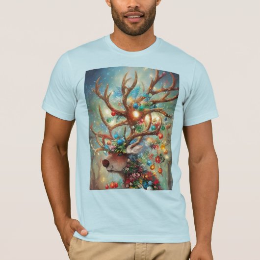 Surrealistische Kerstrendieren Met Versieringen & T-shirt (Voorkant)