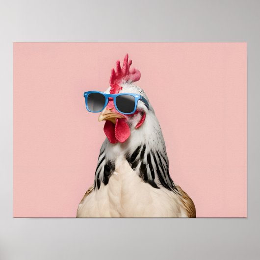 Surrealistische kippenhoen in zonnebril poster (Voorkant)