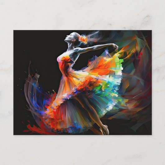 Surrealistische kleur Blast Dancing Ballerina Briefkaart (Voorkant)
