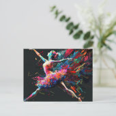 Surrealistische kleur splash dansen ballerina briefkaart (Staand voorkant)