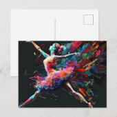 Surrealistische kleur splash dansen ballerina briefkaart (Voorkant / Achterkant)