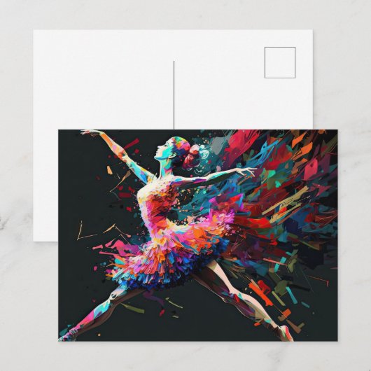 Surrealistische kleur splash dansen ballerina briefkaart (Voorkant / Achterkant)