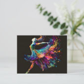  surrealistische kleur splash dansen ballerina briefkaart (Staand voorkant)