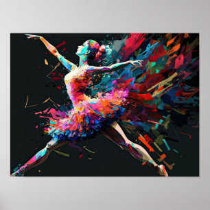 Surrealistische kleur splash dansen ballerina poster