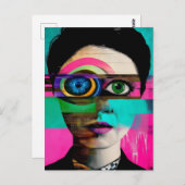 Surrealistische kleurrijke Abstracte vrouw Briefkaart (Voorkant / Achterkant)