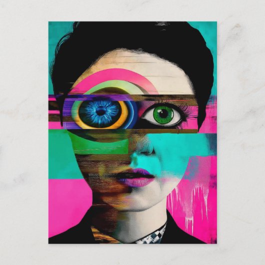 Surrealistische kleurrijke Abstracte vrouw Briefkaart (Voorkant)
