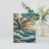 Surrealistische kleurrijke Banana Octopus Briefkaart (Staand voorkant)