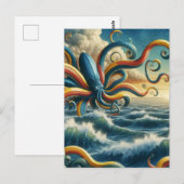 Surrealistische kleurrijke Banana Octopus Briefkaart (Voorkant / Achterkant)