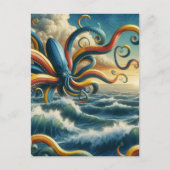 Surrealistische kleurrijke Banana Octopus Briefkaart (Voorkant)