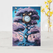 Surrealistische klokken in de boom Verlate verjaar Kaart (Gele Bloem)