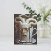 Surrealistische koffie-octopus briefkaart (Staand voorkant)