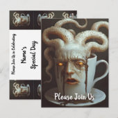 Surrealistische koffie-octopus briefkaart (Voorkant / Achterkant)