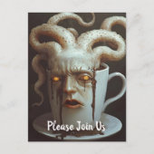 Surrealistische koffie-octopus briefkaart (Voorkant)