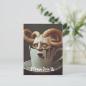 Surrealistische koffie-octopus briefkaart (Staand voorkant)