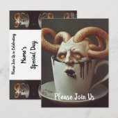 Surrealistische koffie-octopus briefkaart (Voorkant / Achterkant)