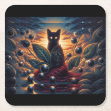 Surrealistische Kosmische Kat Met Gloeiende Ogen E