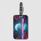 Surrealistische kosmische landschapsfantasie astro bagagelabel (Voorkant (verticaal))