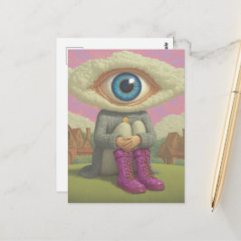 surrealistische kunst Haar hoofd in de wolken  Briefkaart