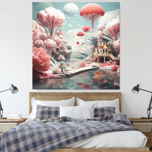 Surrealistische Kunst - het alledaagse tot een ill Canvas Afdruk (Insitu (Slaapkamer))