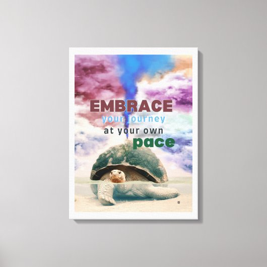 Surrealistische kunst Inspirerend Schildpad quote Canvas Afdruk (Voorkant)