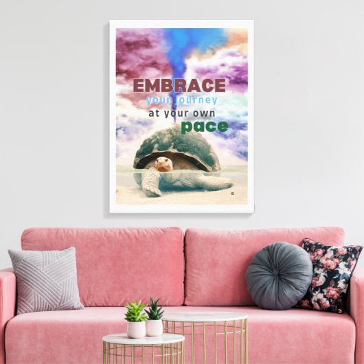 Surrealistische kunst Inspirerend Schildpad quote Canvas Afdruk (Insitu (Woonkamer))